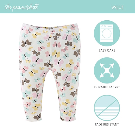 The Peanutshell Baby Girls Easy-on + Easy-off Mid Rise Straight Regular Fit Pull-On Pant
