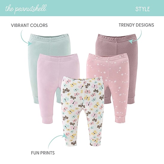The Peanutshell Baby Girls Easy-on + Easy-off Mid Rise Straight Regular Fit Pull-On Pant