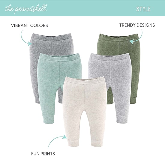 The Peanutshell Baby Unisex Easy-on + Easy-off Mid Rise Straight Regular Fit Pull-On Pant