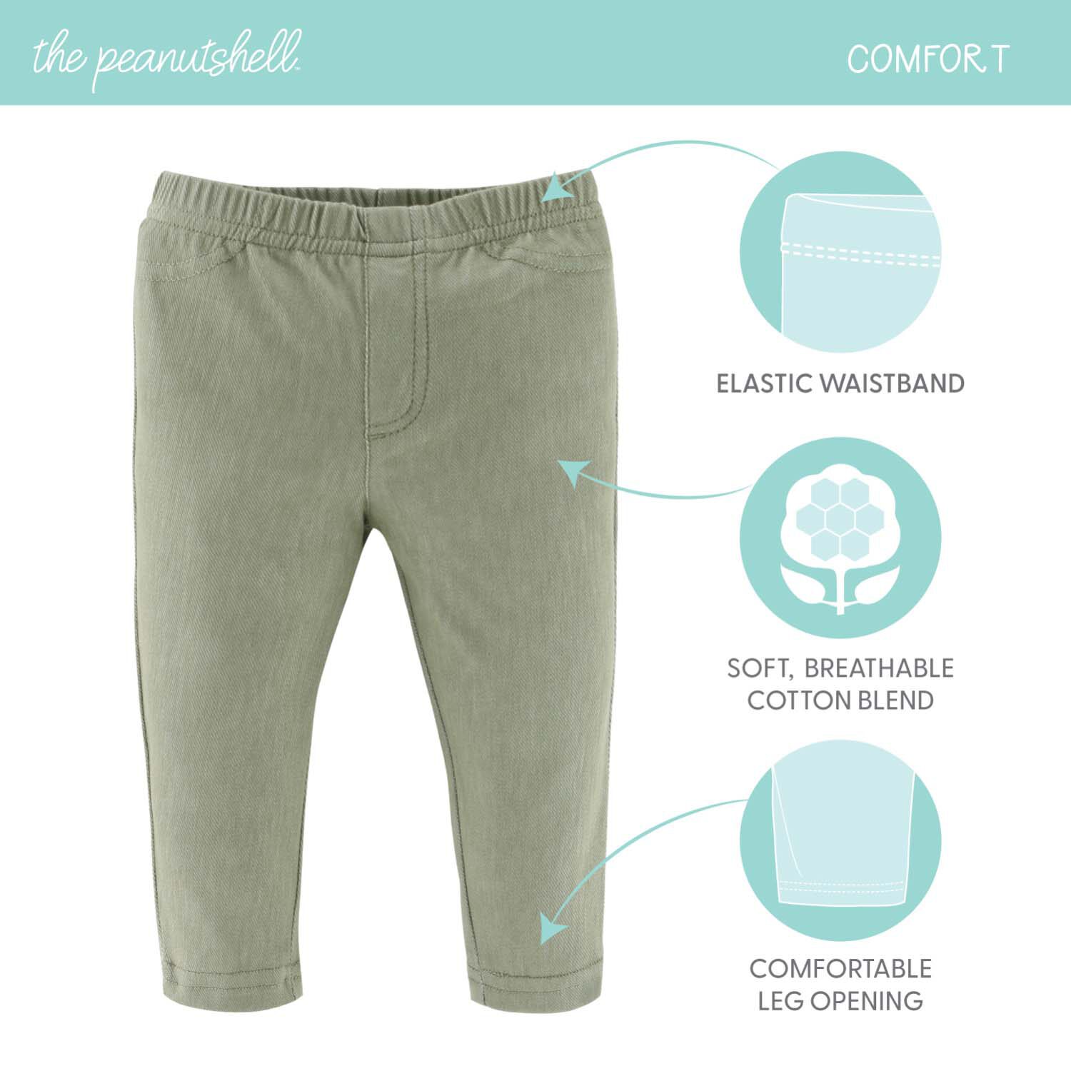 The Peanutshell Baby Unisex Easy-on + Easy-off Mid Rise Straight Regular Fit Pull-On Pant