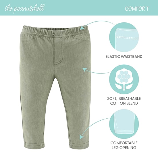 The Peanutshell Baby Unisex Easy-on + Easy-off Mid Rise Straight Regular Fit Pull-On Pant