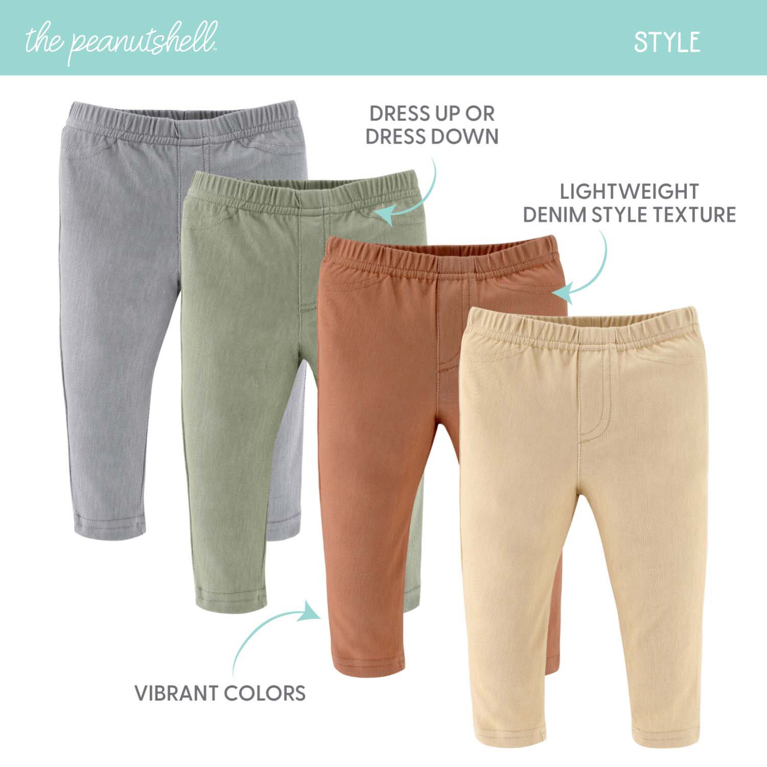 The Peanutshell Baby Unisex Easy-on + Easy-off Mid Rise Straight Regular Fit Pull-On Pant