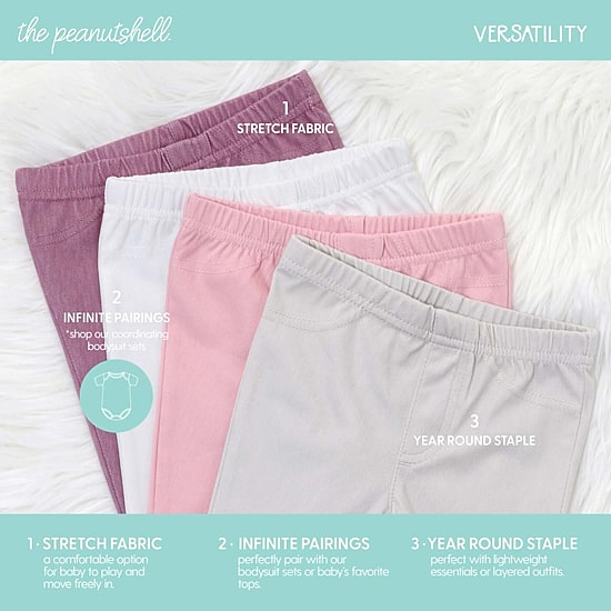 The Peanutshell Baby Girls Easy-on + Easy-off Mid Rise Straight Regular Fit Pull-On Pant