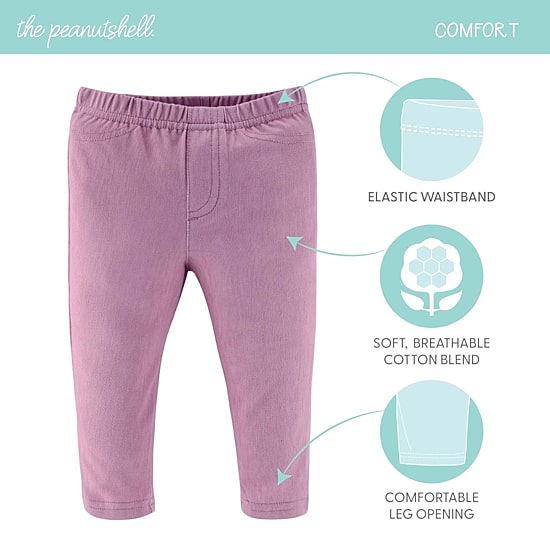 The Peanutshell Baby Girls Easy-on + Easy-off Mid Rise Straight Regular Fit Pull-On Pant