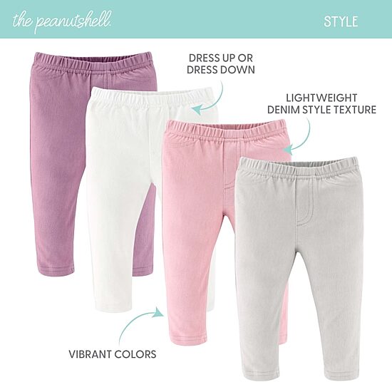 The Peanutshell Baby Girls Easy-on + Easy-off Mid Rise Straight Regular Fit Pull-On Pant