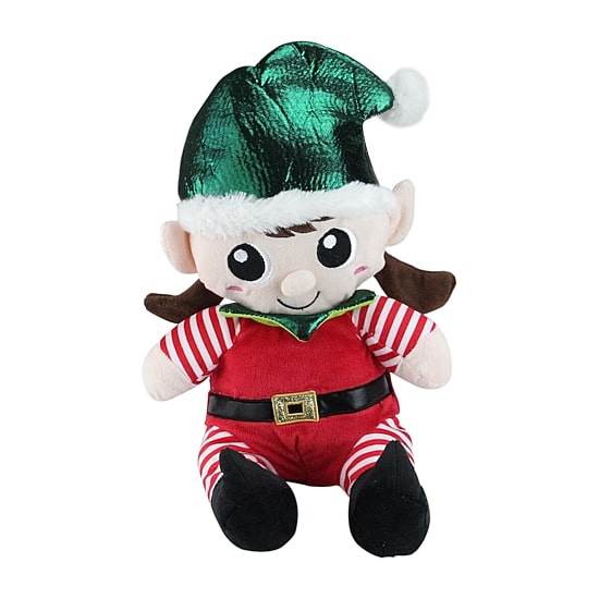 Northlight 13" Plush Sitting Boy And Girl Christmas Figurine
