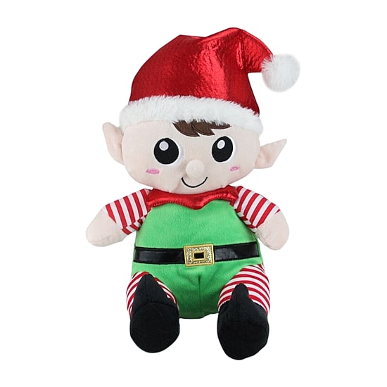 Northlight 13" Plush Sitting Boy And Girl Christmas Figurine