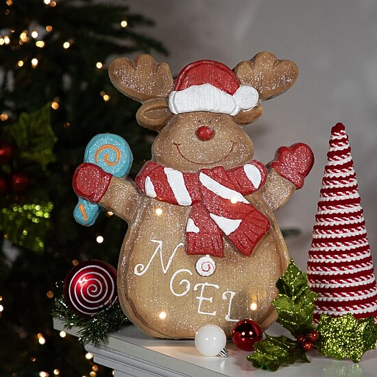Northlight 14" Led "Noel" Gingerbread Reindeer Gingerbread House