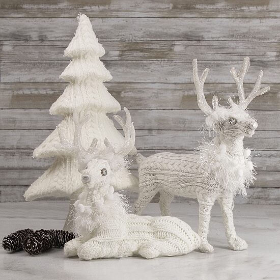 Northlight 10" Cable Knit Sweater Sitting Reindeer Christmas Figurine