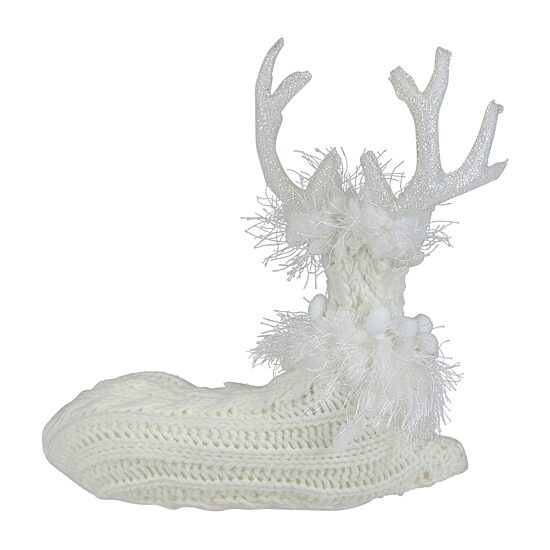 Northlight 10" Cable Knit Sweater Sitting Reindeer Christmas Figurine