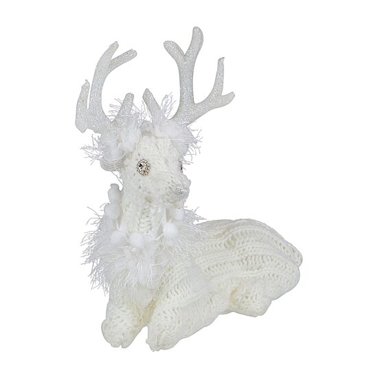 Northlight 10" Cable Knit Sweater Sitting Reindeer Christmas Figurine