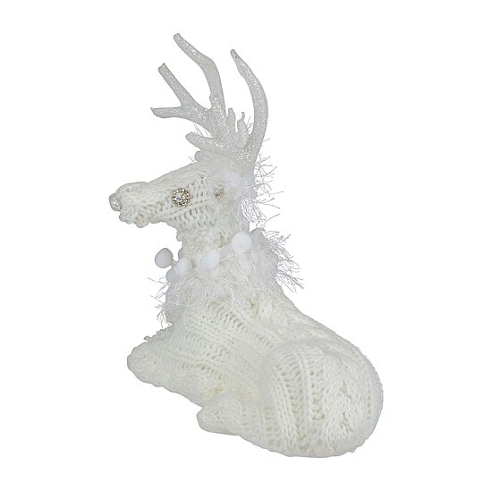 Northlight 10" Cable Knit Sweater Sitting Reindeer Christmas Figurine