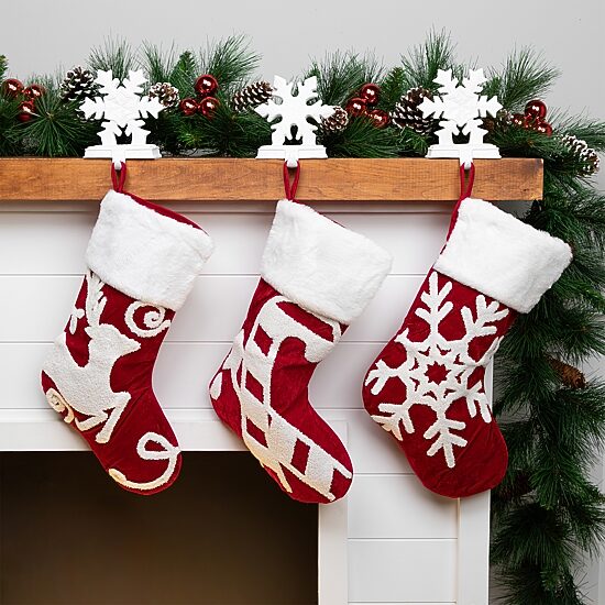 Northlight 20" Reindeer And Snowflake Embroidered Christmas Stocking