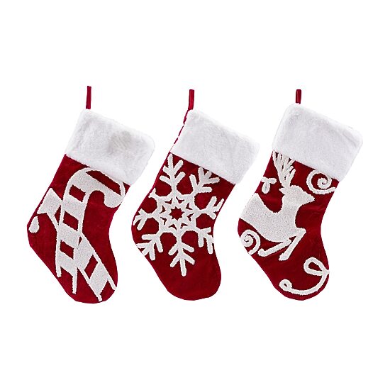 Northlight 20" Reindeer And Snowflake Embroidered Christmas Stocking