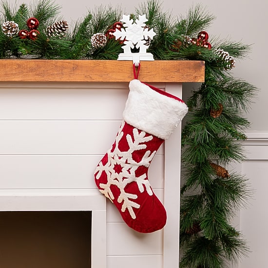 Northlight 20" Reindeer And Snowflake Embroidered Christmas Stocking