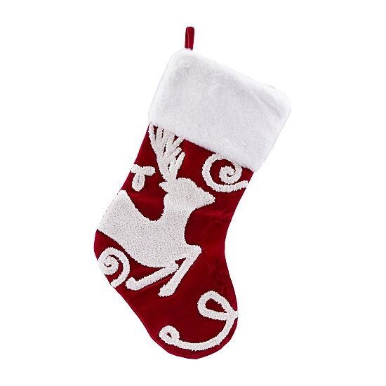 Northlight 20" Reindeer And Snowflake Embroidered Christmas Stocking