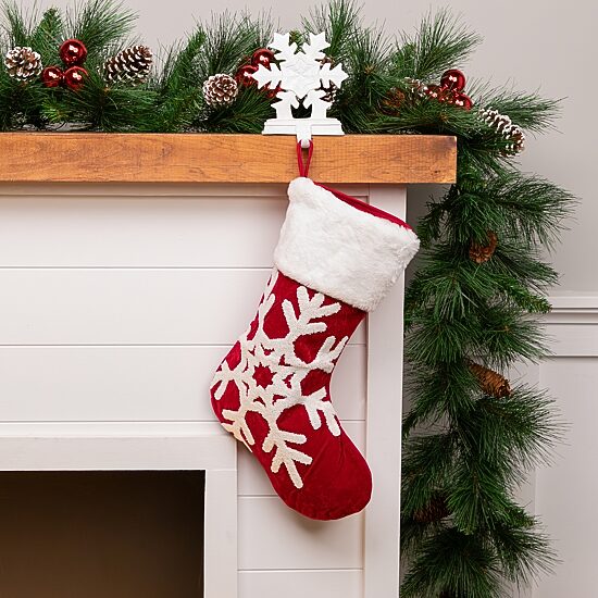Northlight 20" Reindeer And Snowflake Embroidered Christmas Stocking