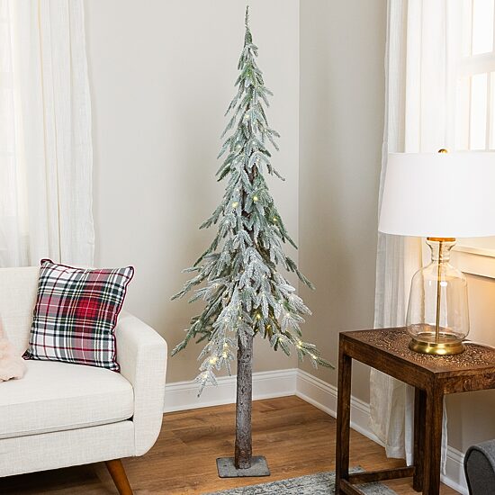 Northlight 6ft Prelit Alpine Flocked Artificial 6 Foot Pine Christmas Tree