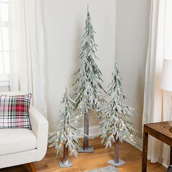 Northlight 6ft Prelit Alpine Flocked Artificial 6 Foot Pine Christmas Tree