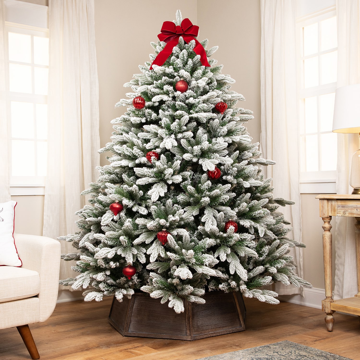 Northlight 7ft Mountain Pearl Flocked Artificial 6 1/2 Foot Flocked Christmas Tree