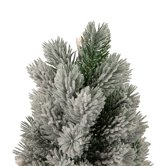Northlight 16" Led Lighted Mini Frosted Pine In Cement Base 1 Foot Pine Christmas Tree