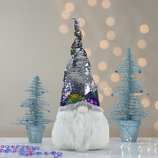 Northlight 24" Gnome With Rainbow Flip Sequin Hat Christmas Gnome