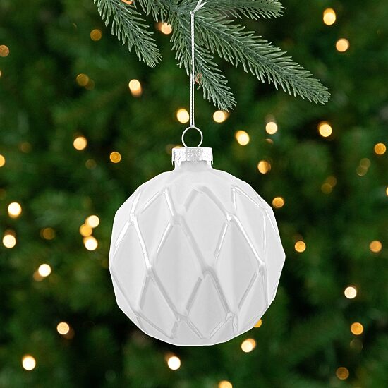 Northlight 4" 4ct Embossed Diamon Glass Ball Christmas Ornament