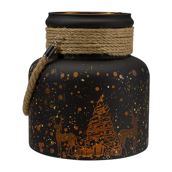 Northlight 8" Deer And Pine Trees Flameless Glass Candle Holder