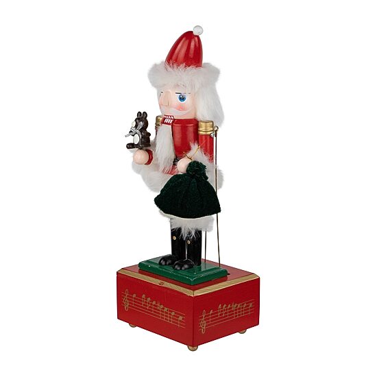 Northlight 12" Animated And Musical Santa With Bear Wood Plays Music Christmas Nutcracker