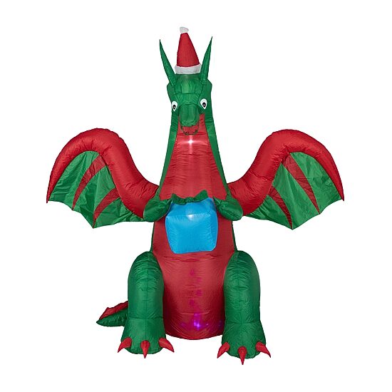 Northlight 6ft Inflatable Led Lighted Dragon With Gift Outdoor Christmas Inflatable