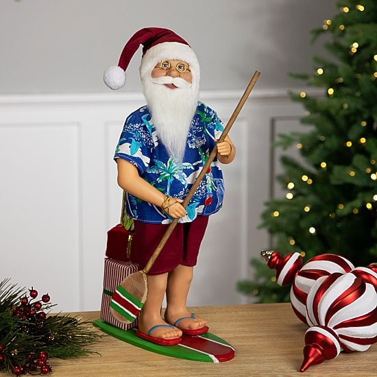 Northlight 18" Santa On A Paddle Board Christmas Figurine