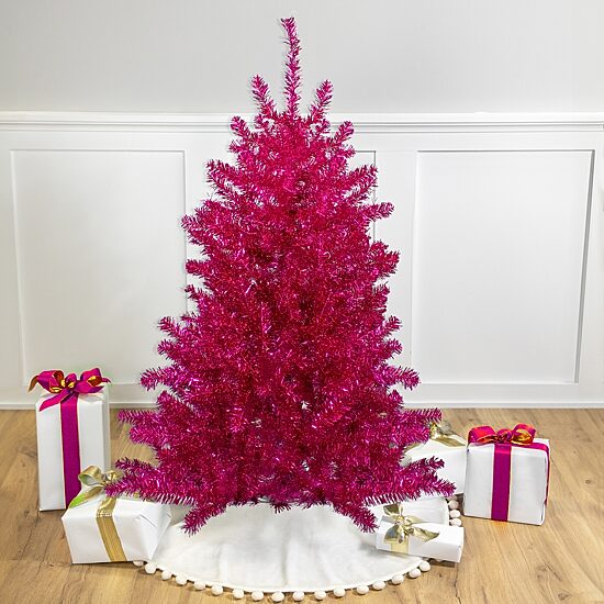 Northlight 5ft Metallic Pink Tinsel 4 1/2 Foot Christmas Tree