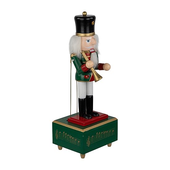 Northlight 12" Nutcracker Red Animated And Musical With Trumpet Wood Plays Music Christmas Nutcracker