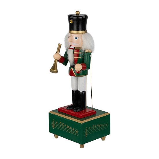 Northlight 12" Nutcracker Red Animated And Musical With Trumpet Wood Plays Music Christmas Nutcracker