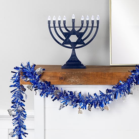 Northlight 50ft Menorah Tinsel Christmas Indoor Garland