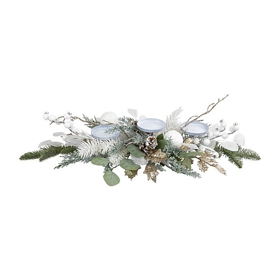 Northlight 24" Mixed Winter Foliage And Berries Pillar Candle Holder