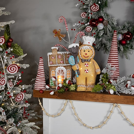 Northlight 18" Led Lighted Glittered Gingerbread Snowman Chef Christmas Figurine