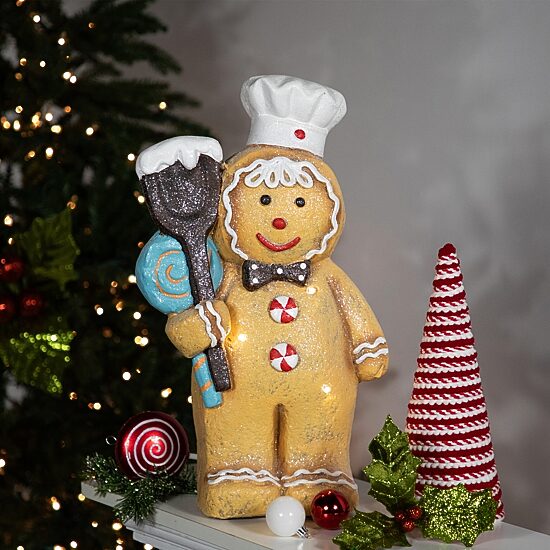 Northlight 18" Led Lighted Glittered Gingerbread Snowman Chef Christmas Figurine