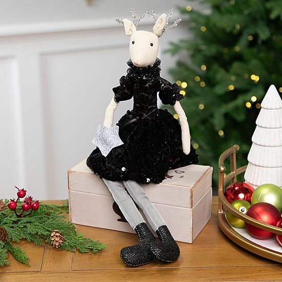 Northlight 18" Sitting Reindeer With Dangling Legs Christmas Figurine