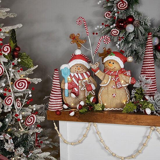 Northlight 15" Led Gingerbread Snowman With Bird Christmas Figurine