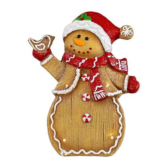 Northlight 15" Led Gingerbread Snowman With Bird Christmas Figurine