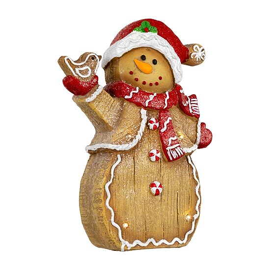 Northlight 15" Led Gingerbread Snowman With Bird Christmas Figurine