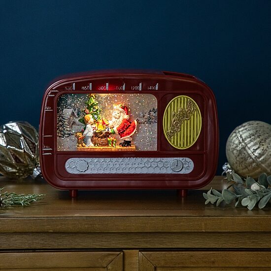 Northlight 9" Led Lighted "Santa Sighting" Retro Radio Christmas Snow Globe