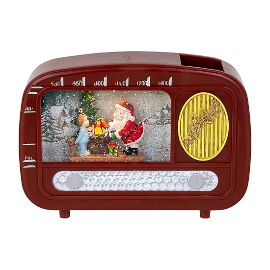 Northlight 9" Led Lighted "Santa Sighting" Retro Radio Christmas Snow Globe