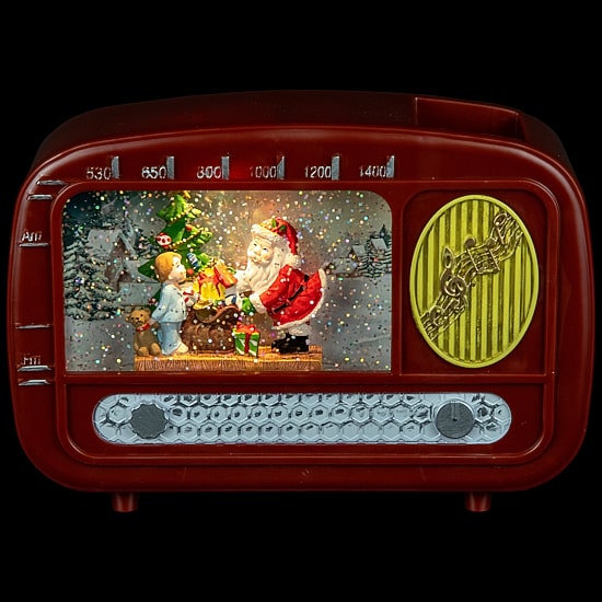 Northlight 9" Led Lighted "Santa Sighting" Retro Radio Christmas Snow Globe