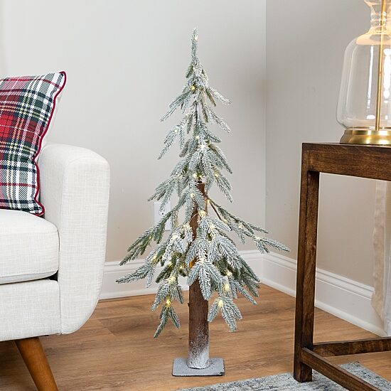 Northlight 3ft Led Battery Operated Flocked Alpine Artificial 3 Foot Pine Christmas Tree