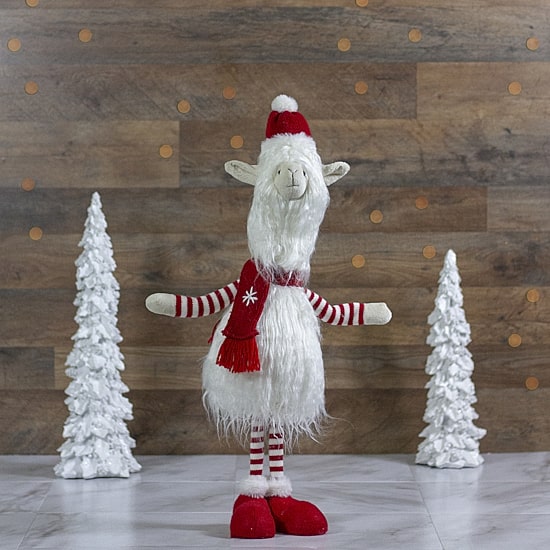 Northlight 26" Plush Standing Striped Llama Christmas Figurine
