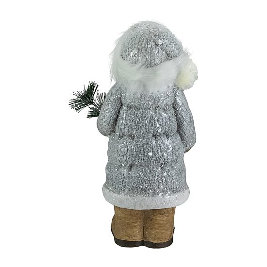 Northlight 18" Ceramic Santa Holding Pine Sprig Christmas Figurine