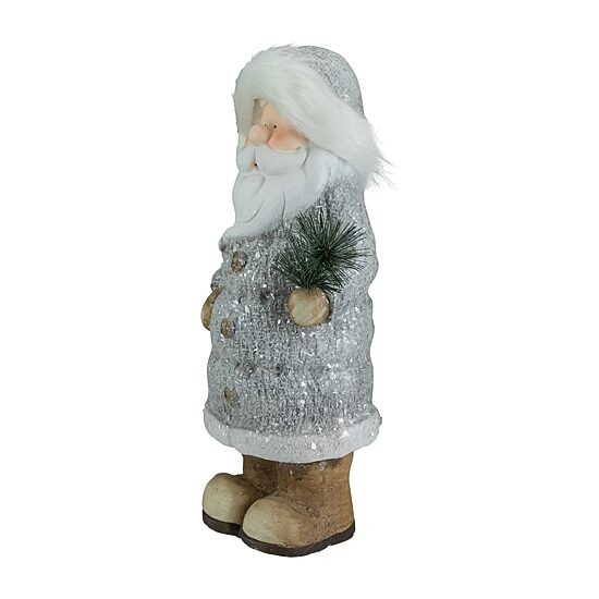 Northlight 18" Ceramic Santa Holding Pine Sprig Christmas Figurine