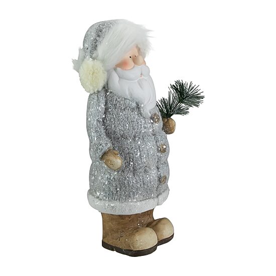 Northlight 18" Ceramic Santa Holding Pine Sprig Christmas Figurine